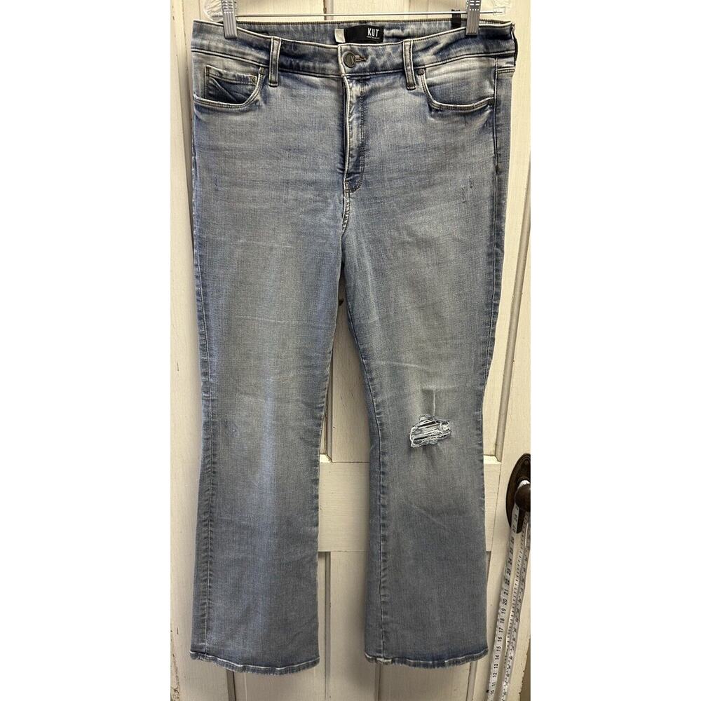 NWOT Kut from the Cloth Ana Fan An Flare High Rise Jeans Size 14 Medium Wash